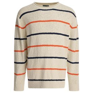 BEAMS PLUS Striped Crew Neck Sweater Men WHITE Sweaters & Cardigans